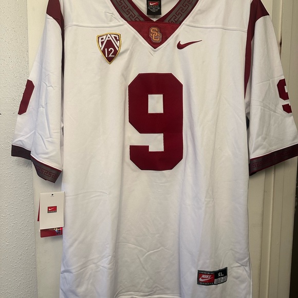 NWT Nike NCAA USC Trojans Football Jersey White  #9 Sewn Adult Mens Size X-Large - Picture 2 of 8